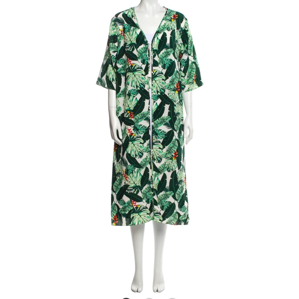 Rachel Zoe tropical print Kimono w/front tie